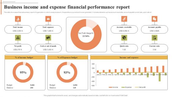 Business Income And Expense Financial Performance Report Formats PDF