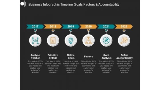 Business Infographic Timeline Goals Factors And Accountability Ppt PowerPoint Presentation Clipart