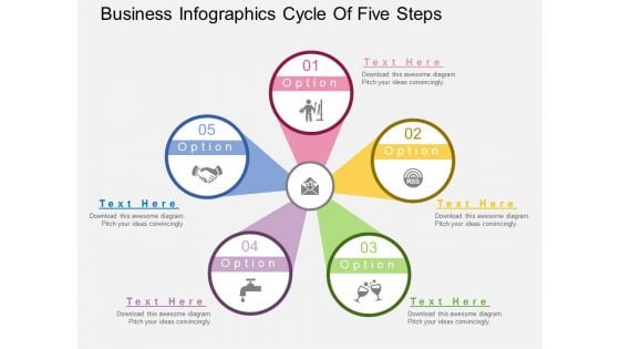 Business Infographics Cycle Of Five Steps Powerpoint Template