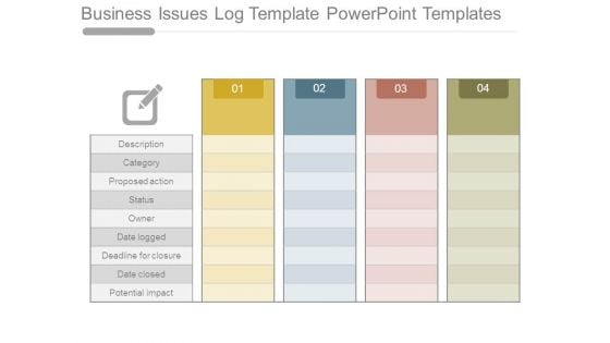 Business Issues Log Template Powerpoint Templates