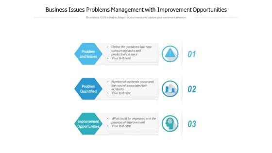 Business Issues Problems Management With Improvement Opportunities Ppt PowerPoint Presentation Slides Samples