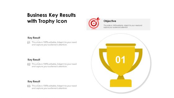 Business Key Results With Trophy Icon Ppt PowerPoint Presentation Gallery Outfit PDF