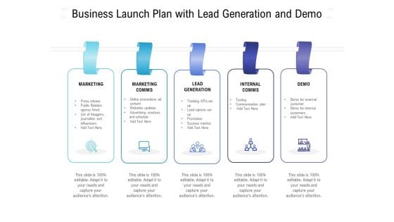 Business Launch Plan With Lead Generation And Demo Ppt PowerPoint Presentation Model Information PDF