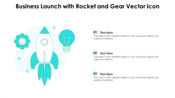 Business Launch With Rocket And Gear Vector Icon Ppt PowerPoint Presentation Gallery Gridlines PDF