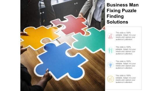 Business Man Fixing Puzzle Finding Solutions Ppt PowerPoint Presentation Portfolio Slides