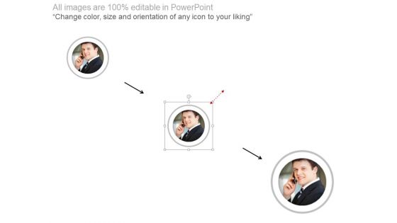 Business Man With Four Finance Icons Powerpoint Slides