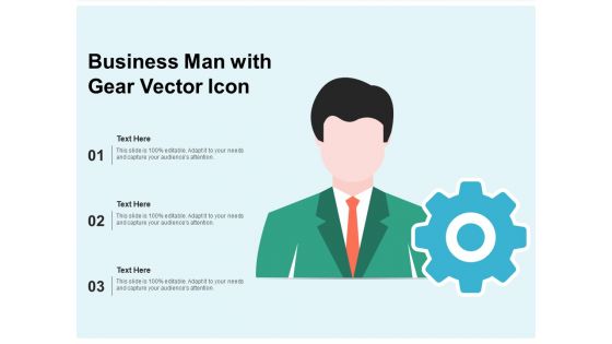 Business Man With Gear Vector Icon Ppt PowerPoint Presentation Icon Diagrams PDF