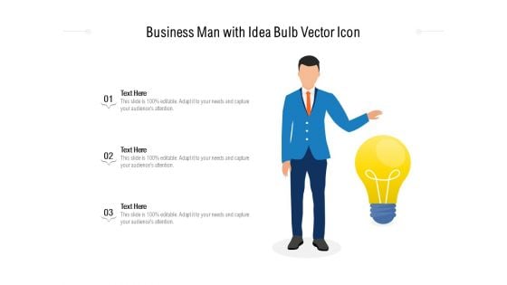 Business Man With Idea Bulb Vector Icon Ppt PowerPoint Presentation Gallery Styles PDF