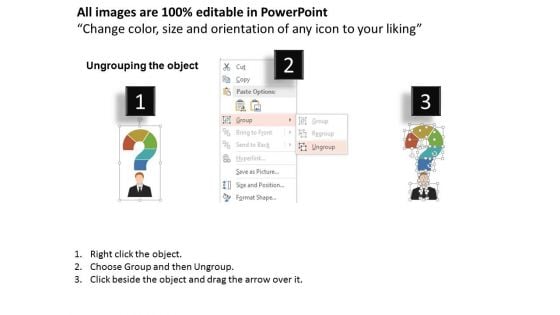 Business Man With Puzzle Question Mark And Icons Powerpoint Template