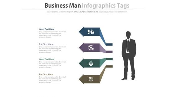 Business Man With Startup Process Tags Powerpoint Slides