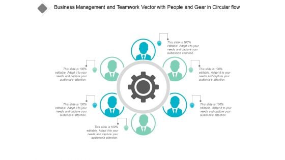 Business Management And Teamwork Vector With People And Gear In Circular Flow Ppt Powerpoint Presentation Inspiration Visual Aids