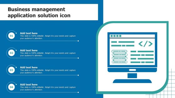 Business Management Application Solution Icon Introduction PDF