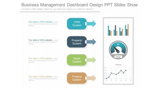 Business Management Dashboard Design Ppt Slides Show