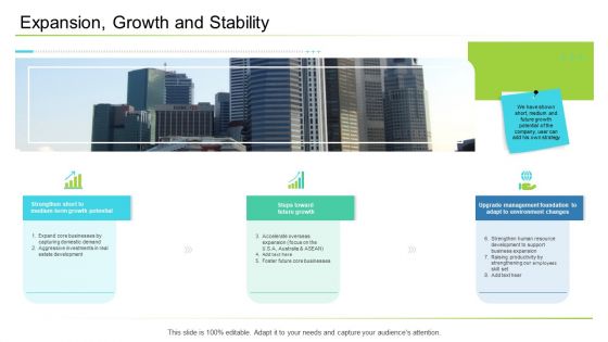 Business Management Expansion Growth And Stability Ppt Infographics Background Image PDF