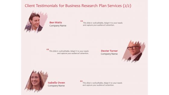 Business Management Research Client Testimonials For Business Plan Services Ppt Portfolio Example Introduction PDF