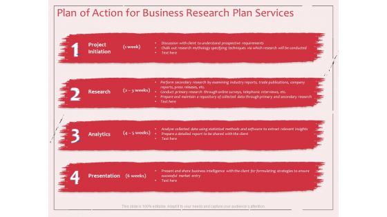 Business Management Research Plan Of Action For Business Research Plan Services Ppt Outline Design Inspiration PDF
