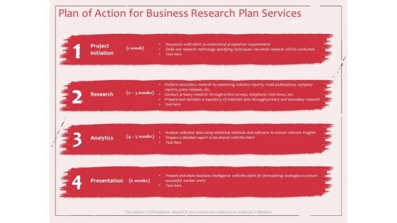 Business Management Research Plan Of Action For Business Research Plan Services Ppt Outline Design Inspiration PDF