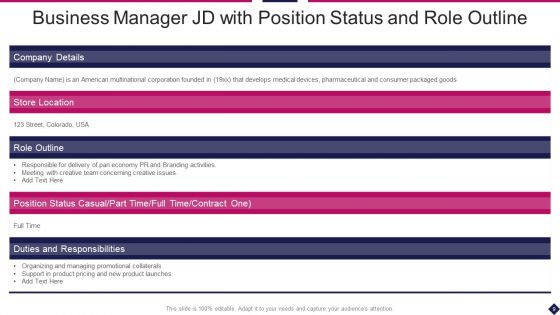 Business Manager JD Ppt PowerPoint Presentation Complete Deck With Slides