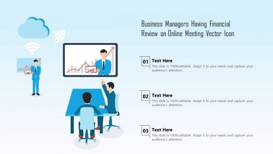 Business Managers Having Financial Review On Online Meeting Vector Icon Ppt PowerPoint Presentation Icon Show PDF