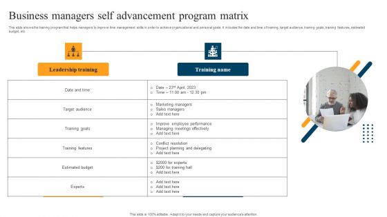 Business Managers Self Advancement Program Matrix Demonstration PDF Business Managers Self Advancement Program Matrix Demonstration PDF