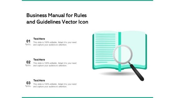 Business Manual For Rules And Guidelines Vector Icon Ppt PowerPoint Presentation Ideas Rules PDF