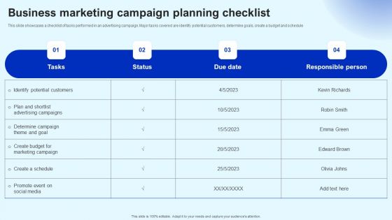 Business Marketing Campaign Planning Checklist Marketing Strategy Clipart PDF