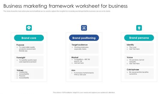 Business Marketing Framework Worksheet For Business Background PDF Business Marketing Framework Worksheet For Business Background PDF