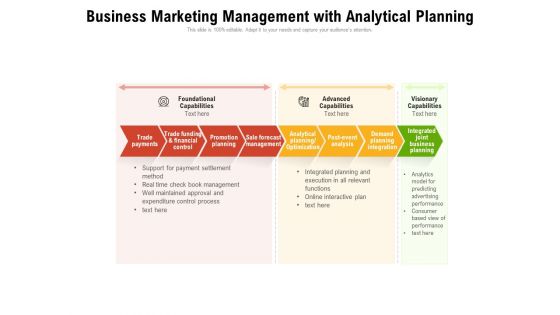 Business Marketing Management With Analytical Planning Ppt PowerPoint Presentation Infographic Template Gallery PDF