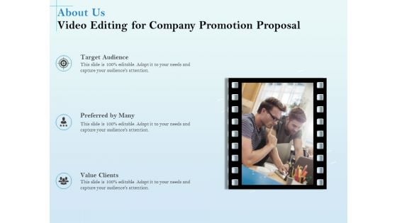 Business Marketing Video Making About Us Video Editing For Company Promotion Proposal Mockup PDF