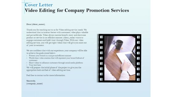 Business Marketing Video Making Cover Letter Video Editing For Company Promotion Services Topics PDF