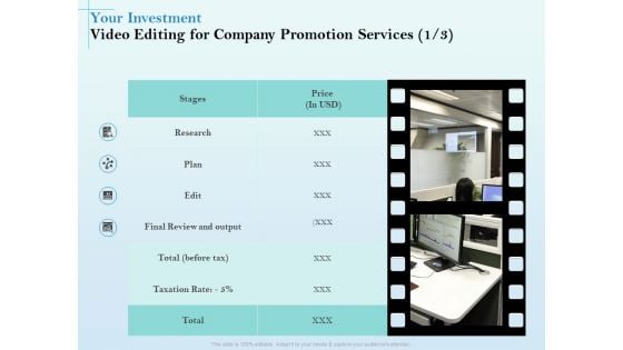 Business Marketing Video Making Your Investment Video Editing For Company Promotion Services Designs PDF