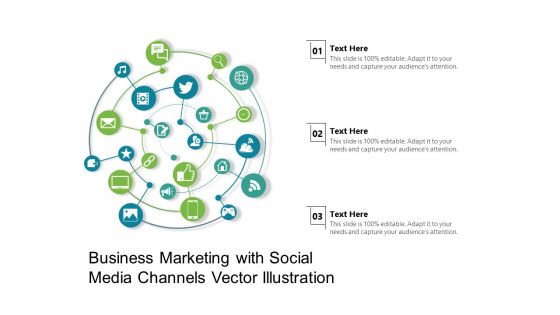 Business Marketing With Social Media Channels Vector Illustration Ppt PowerPoint Presentation Show Deck PDF