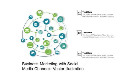 Business Marketing With Social Media Channels Vector Illustration Ppt PowerPoint Presentation Show Deck PDF
