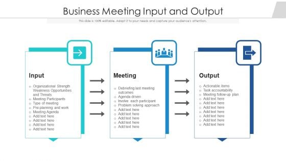 Business Meeting Input And Output Ppt Model Deck PDF