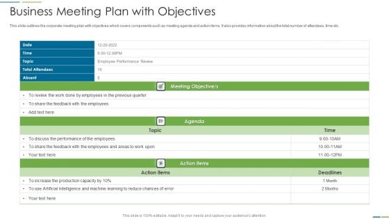 Business Meeting Plan With Objectives Download PDF