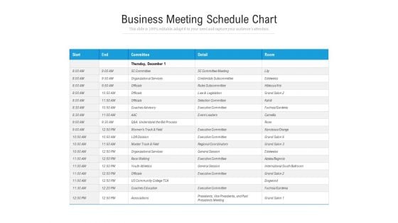 Business Meeting Schedule Chart Ppt PowerPoint Presentation File Master Slide PDF