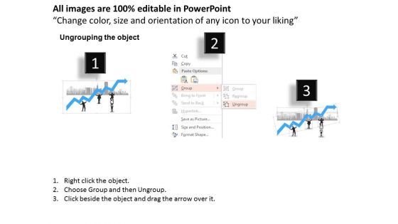 Business Men Icons With Growth Arrow Powerpoint Template