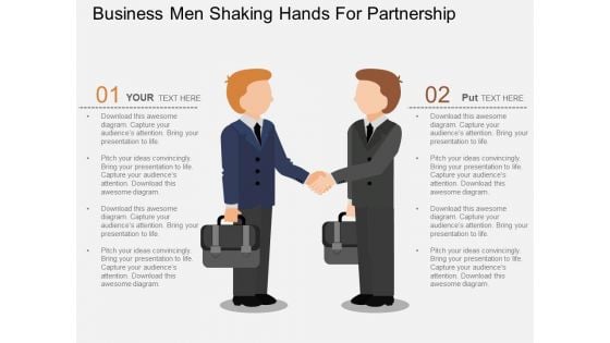 Business Men Shaking Hands For Partnership Powerpoint Template