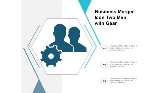 Business Merger Icon Two Men With Gear Ppt Powerpoint Presentation Ideas Information