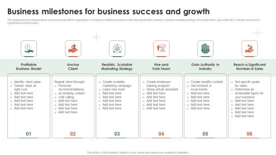 Business Milestones For Business Success And Growth Ppt Styles Visuals PDF