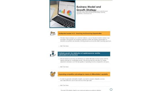 Business Model And Growth Strategy One Pager Documents Business Model And Growth Strategy One Pager Documents