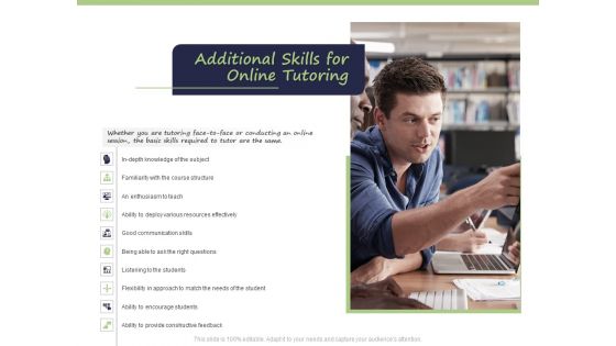 Business Model For E Tutoring Services Proposal Additional Skills For Online Tutoring Introduction PDF