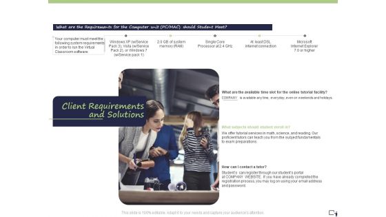 Business Model For E Tutoring Services Proposal Client Requirements And Solutions Pictures PDF