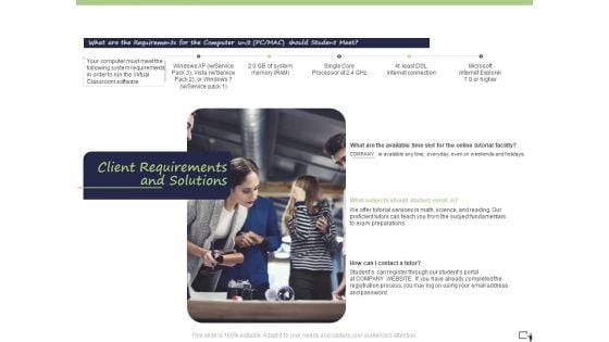Business Model For E Tutoring Services Proposal Client Requirements And Solutions Pictures PDF Business Model For E Tutoring Services Proposal Client Requirements And Solutions Pictures PDF