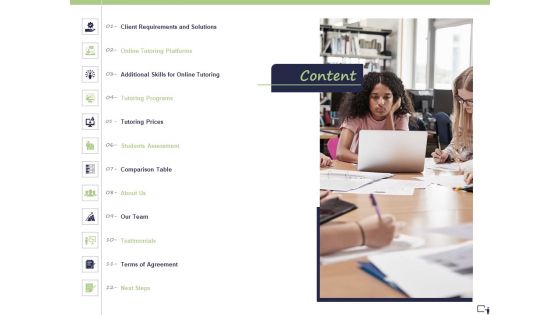 Business Model For E Tutoring Services Proposal Content Brochure PDF