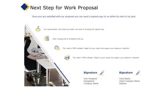 Business Next Step For Work Proposal Ppt Icon Guide PDF