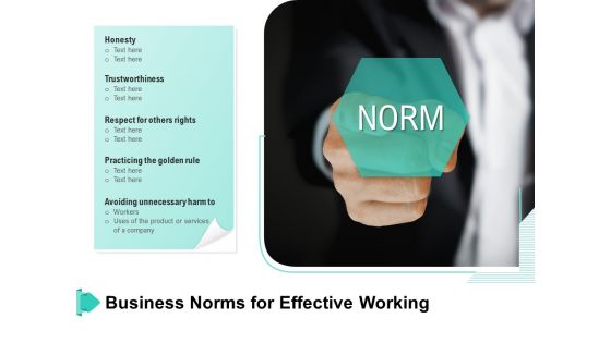 Business Norms For Effective Working Ppt PowerPoint Presentation Gallery Skills PDF