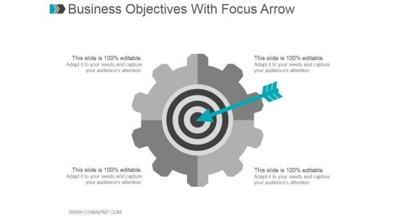 Business Objectives With Focus Arrow Ppt PowerPoint Presentation Graphics
