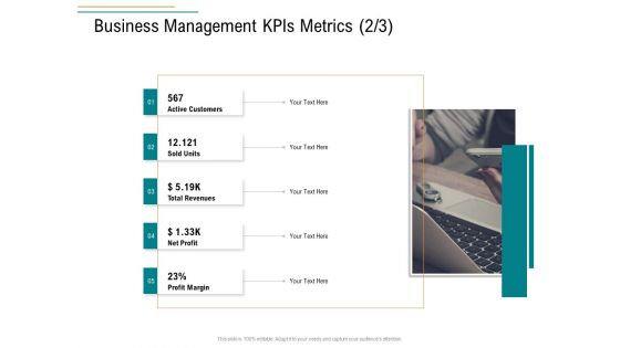 Business Operations Assessment Business Management Kpis Metrics Customers Ppt Infographics Elements PDF