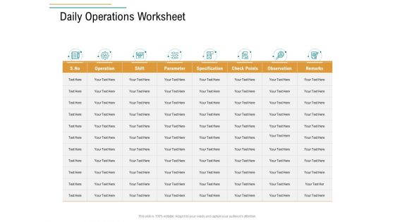 Business Operations Assessment Daily Operations Worksheet Ppt Portfolio Slide Portrait PDF